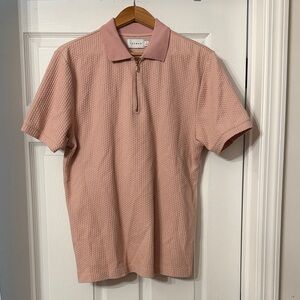 Topman Waffle Knit Polo in Blush